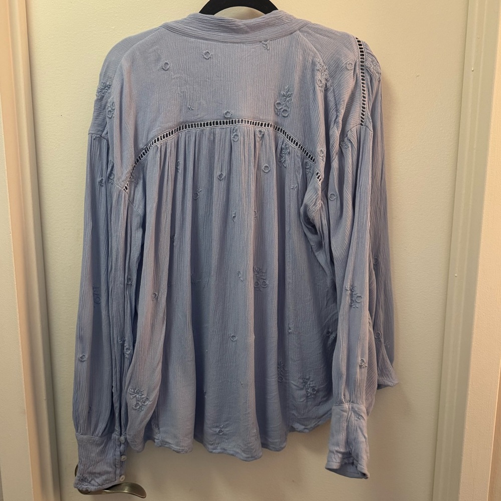 Free People Wishful Moments Gemstone Blue Blouse - Picture 4 of 6